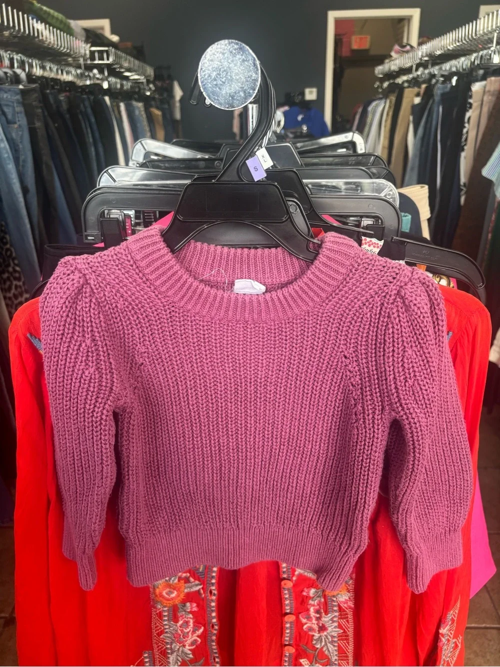 GAP Rib-Knit Crew Sweater in Dusty Rose